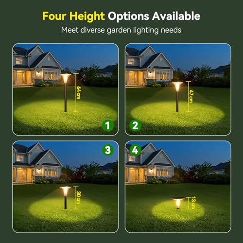 TuyLuxe 200 Lumens Extra Bright Solar Lights for Outdoor Garden Standing, 3000 K Warm White Solar Lights with 2000 mAh Battery, Garden Decoration with IP65 Waterproof for Outdoors, Patio, Balcony