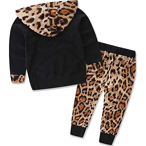 jsadfojas Pasgeboren Baby Luipaard Sweatshirt Jas Meisjes Jongens Lange Mouw Hooded Jas Top met Pocket +Lace-Up Lange… - Image 3