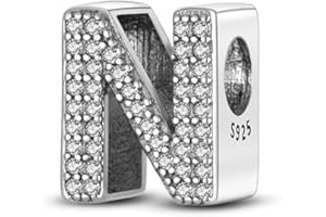 Pandach Alphabet Initial Charms Letter Complete A-Z Letters Solid Silver Cubic Zircons Beads Dangle Pendants for Pandora Euro