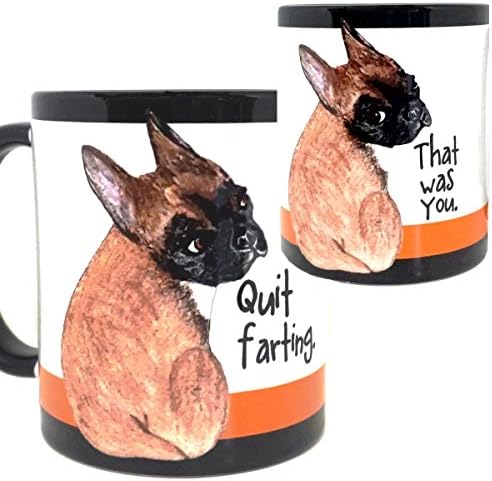 Farting Black and Tan French Bulldog 11oz Mug by Pithitude - One Single Black Coffee Cup