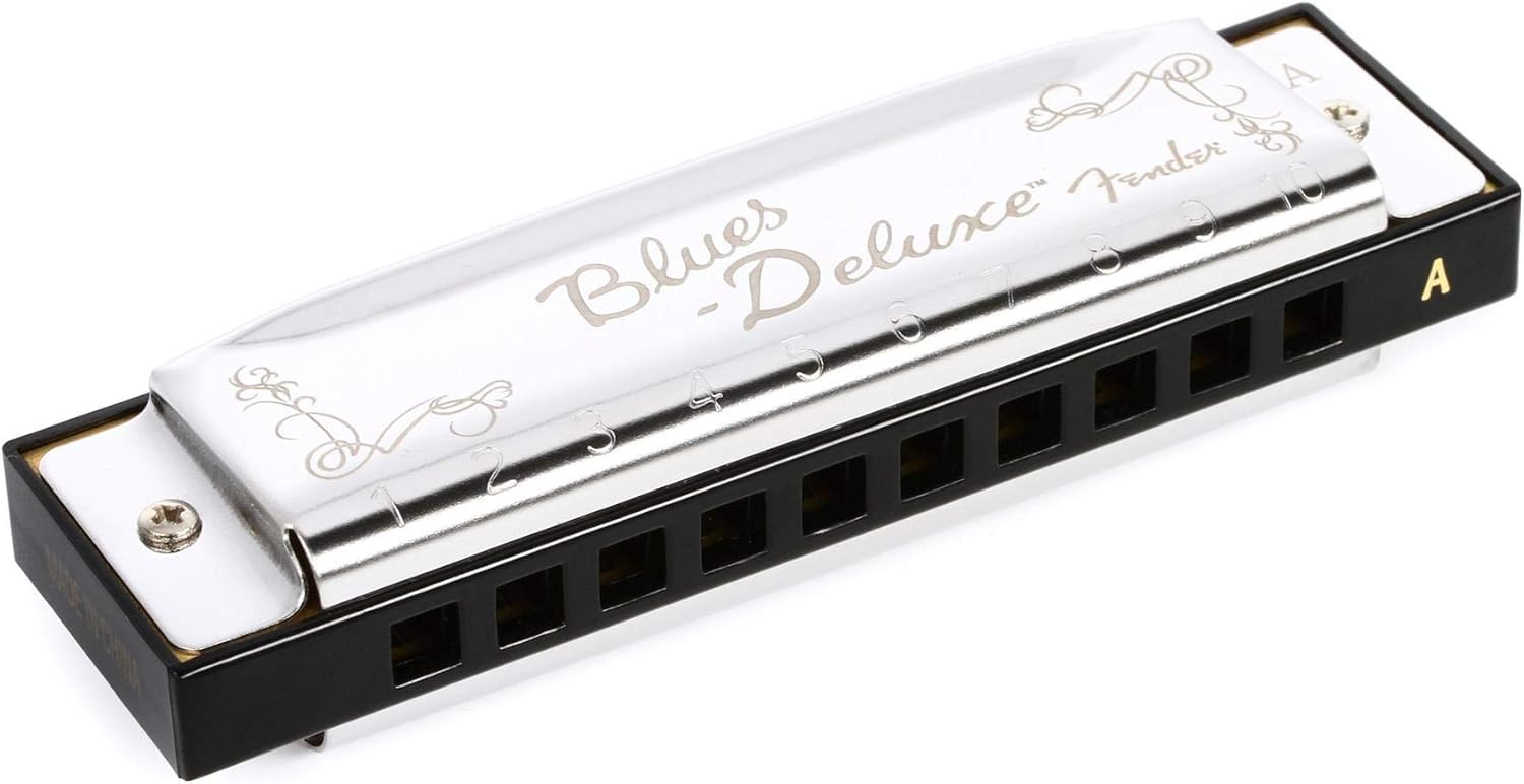 Fender Blues Deluxe Harmonica, Key of A, 10 Holes, Nickel Chrome, Includes Case