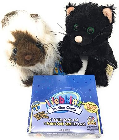 Stuffed Animal Webkinz Gift Set With Black Cat, Himalayan Plus 1 Sealed Trading Cards Pack (36) - 3 Item Bundle