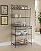 Kings Brand Furniture - 5-Tier Standing Kitchen Bakers Rack for with Storage Microwave Stand, Metal Frame with Marble Finish - Black