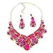 Pink Ab Rhinestone Crystal Statement Necklace Chandelier Earrings Set Affordable Wedding Jewelry