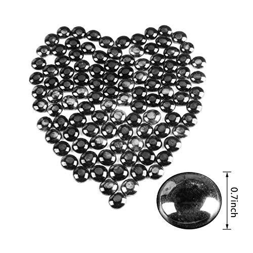 Joyclub Black Flat Marbles, Pebbles, Glass Gems for Vase Fillers, Party Table Scatter, Wedding, Decoration, Aquarium Decor, Crystal Rocks, 1 lbs (Approx 100 pcs)