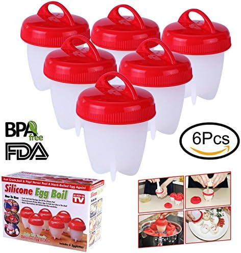 Egg Cooker,Hard &amp; Soft Maker and Separators, Poached Boiled Eggs Steamer, BPA Free, No Shell, Non Stick Silicone, AS SEEN ON TV , 6 Egg Cups