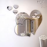 3D Mirror Love Hearts Wall Sticker Art Decor, Qisc Home Bathroom Livingroom Bedroom Decorations (Red)