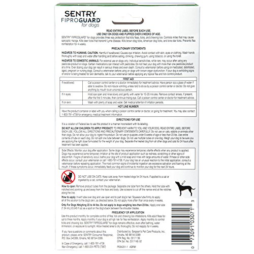 SENTRY Fiproguard Flea and Tick Topical for Dogs, 23-44 lbs, 6 Month Supply - Thumbnail 3