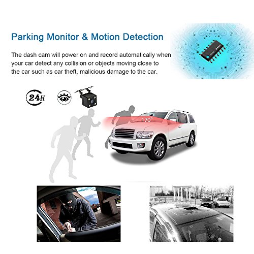 Dash Cam 4” LCD Screen Full HD 1080P 290 Wide Angle Dashboard Dual Camera Front and Rear Car DVR with Night Vision, WDR, G-Sensor, Loop Recording, Parking Monitor, Motion Detection