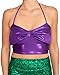 Sidecca Metallic Mermaid Costume Wet Look Halter Cropped Top (Small, Textured Purple)