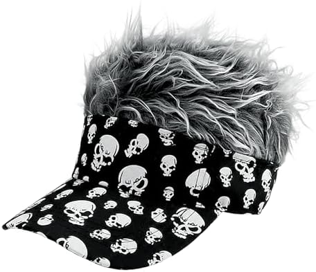 SCSpecial Gorra de Visera Hombre Novedad Ajustable con Pelucas de Pinchos Visera de Pelo Falso para Adultos SCSpecial Gorra de Visera Hombre Novedad Ajustable con Pelucas de Pinchos Visera de Pelo Falso para Adultos