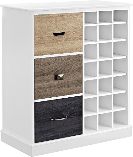 Ameriwood Home Mercer Wine Cabinet with Multicolored Door Fronts, White