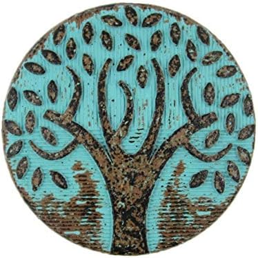 bezelry10 Pieces Big Tree Pattern Green Patina Varnished Metal Shank Buttons. 25mm (1 inch)