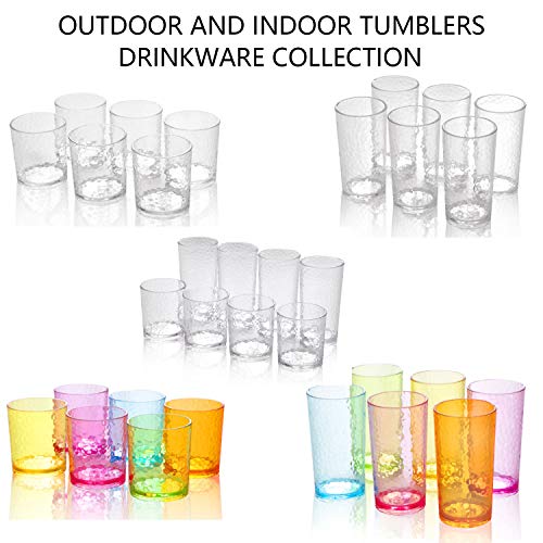 20-ounce Acrylic Glasses Plastic Tumbler, set of 6 Multicolor - Hammered Style, Dishwasher Safe, BPA Free - Thumbnail 6
