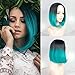ZingSilky Ombre Blue Bob Style Straight Synthetic Wigs for Women High temperature Fiber+ Free Wig Cap(13inch, 1B#/blue)