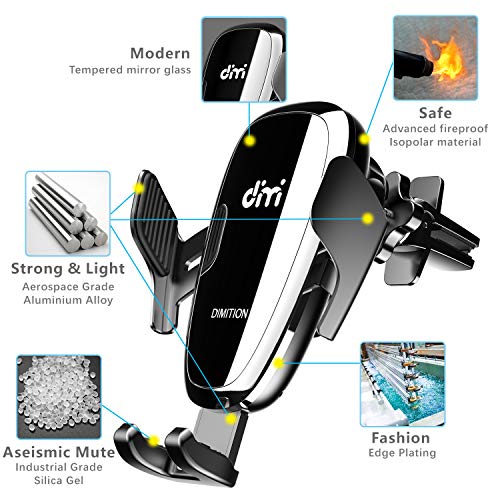 DM Car Phone Mount Air Vent Automatic Clamping Cell Phone Holder for Car Wireless Charger Built-in Battery Compatible with iPhone Xs Max/XR/XS/X/8 Plus, Samsung Galaxy S10/S10 Plus/S9/S8/S7/Note 9 10 - Thumbnail 2