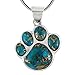 Dog Paw Pendant Necklace 925 Sterling Silver & Genuine Turquoise (20