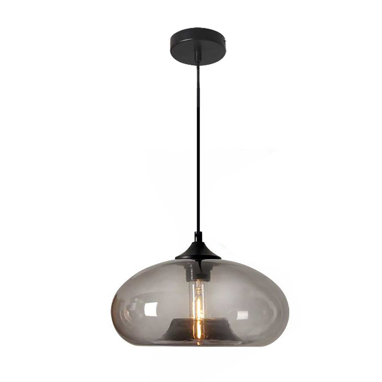 Tropibed Industrial Pendant Light, Colorful Glass Pendant Lighting Fixtures for Kitchen Island Farmhouse Creative Glass Pendant Light Shade Vintage Lamp Retro Ceiling Hanging Lamp (Smoke Gray)