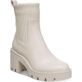 Bar III Womens Versuz Block Heel Leather Ankle Boots Ivory 9.5 Medium (B,M)