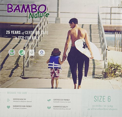 Bambo Nature Eco Friendly Baby Diapers Classic for Sensitive Skin, Size 6 , 22 Count, Pack of 2