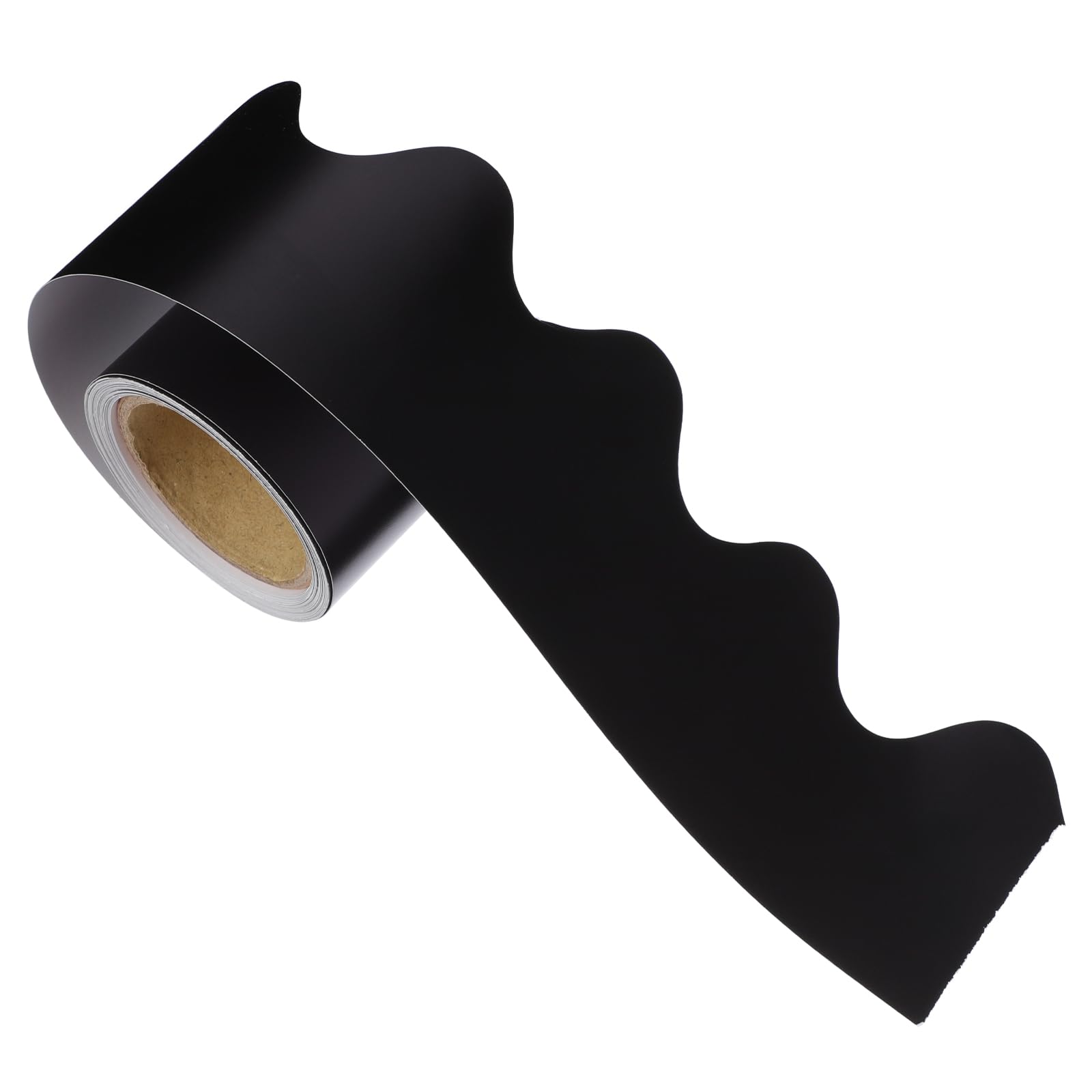 SEWACC Bulletin Board Borders Black 5M Scalloped Rolled Border Trim for Bulletin Board, White Board, Locker, Room Decor, and Classroom Decor