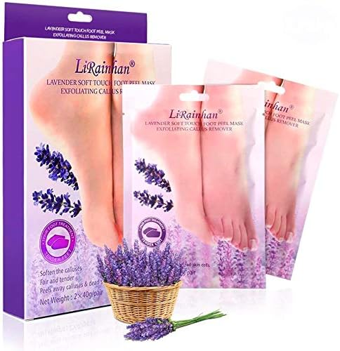 Foot Peeling Mask, 2 Pairs LiRainhan Lavender Exfoliating Foot Socks Remove Callus Peel Off Cracked Rough Hard Skin, Baby Soft Foot Moisturizing Nourish Treatment with Natural Lavender Extract