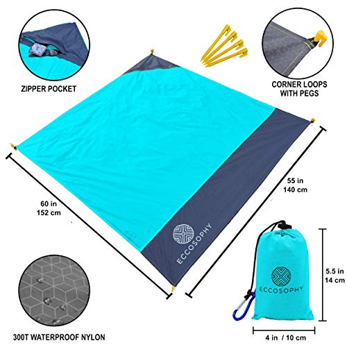 ECCOSOPHY Sand Proof Beach Blanket 100 Waterproof Picnic Blanket