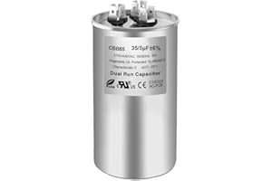 GLDCAPA 35/5 uF 35+5 MFD 370V or 440V Dual Run Start Round A/C Capacitor, 35 5 uF 370 440 Volt VAC CBB65B Air Conditioner Capacitors for AC Unit, Fan Motor Start, Heat Pump, Condenser Straight Cool, 1PCS