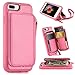 Leather iPhone 8 Plus/7 Plus Wallet Case with Credit Card Holder Slot and Zipper Pocket Purse - Rose