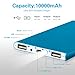 Mopower 10000mAh Portable Charger,Ultra Slim Power Bank Aluminum Metal External Backup Battery Pack for iPhone 7 4 5S 4S, iPad,Galaxy S6 Note 5, iPod,HTC,Sony,LG, Mobile Digital Devices (Blue)