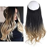 Ombre Hair Extension Black Ash Blonde Bayalage Long 16