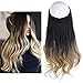 Ombre Hair Extension Black Ash Blonde Bayalage Long 16