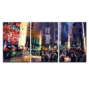 Illustration Crowd of People in City Street Colorful...