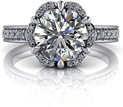 Solid 14K White Gold Certified 1.90Ct Moissanite Wedding Band Color H-I Clarity VVS1 Round Cut Natural Moissanite BIS Hallmarked Gold Womens Engagement Rings Size J K L M N O P