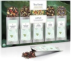 Tea Forte Single Steeps Loose Leaf Tea Sampler, Assorted Variety Tea Box, 15 Single Serve Pouches