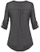 Women Blouses, Tunic Blouse Vivilli Women's Henley V Neck Cuffed Sleeve Soft Business Casual Wear T Shirt Tops Charcoal XX-Large