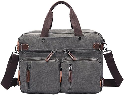 3-Way Convertible Briefcase Laptop Backpack Messenger Bag Backpack for Man Women (Gray)