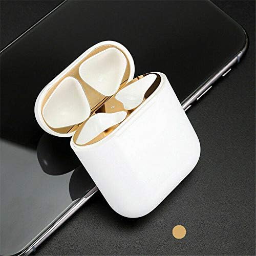 for Apple Airpods 2nd 1st Metal Dust Guard Protective Case Shell Skin Stickers (Black)