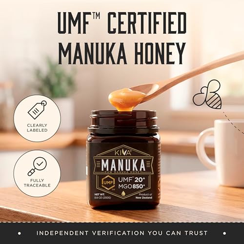 Kiva Certified UMF 20+ (MGO 850+), Raw Manuka Honey - New Zealand (250 gr)