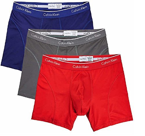 Calvin Klein Boxer Brief Extreme Comfort Breathable Mesh New Style (3 Pack) (Large, Navy-Grey-Red)