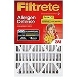Filtrete ADP03-2PK-2 08189005996 MPR 1000 20 x 25 x 4 (4-3/8 Actual Depth) Micro Allergen Defense Deep Pleat HVAC Air Filter, Uncompromised Airflow, 2-Pack, 2