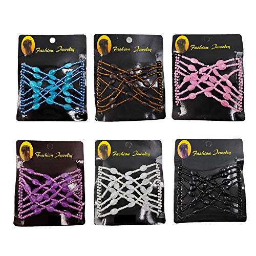 image for Sunmoot Hair Stick Hairpins Clip Women Bead Stretchy Hair Combs Double