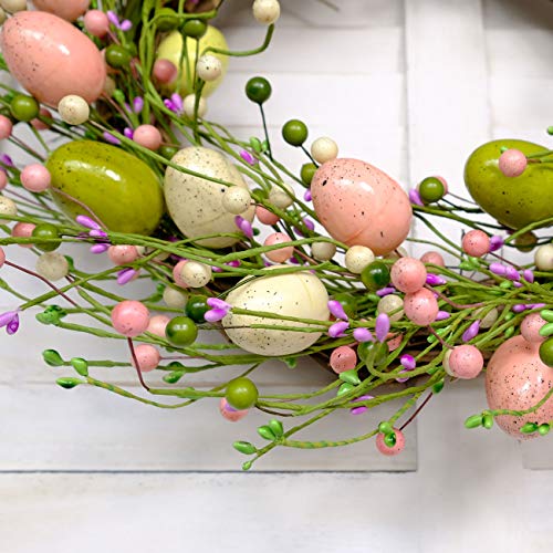 idyllic Easter Wreath with Colorful Eggs Artificial Grapevine Garland for Front Door Wall Decor Holiday Decoration 20" - Thumbnail 4