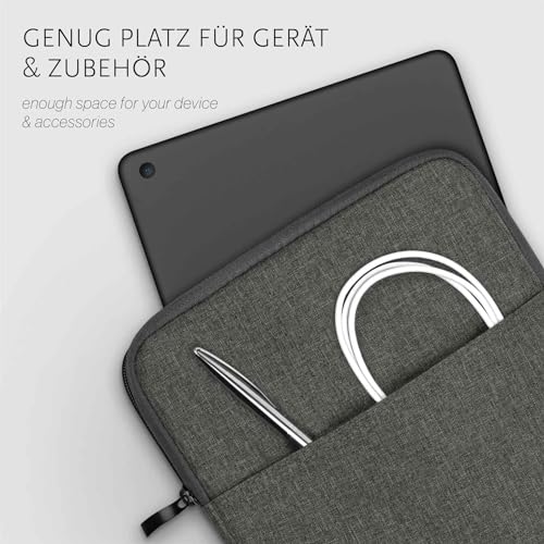 moex TECLAST T45HD Tablet Case with Accessory Compartment, Polyester Fibre, Minimalist Zipper Case, Waterproof, Dark Grey