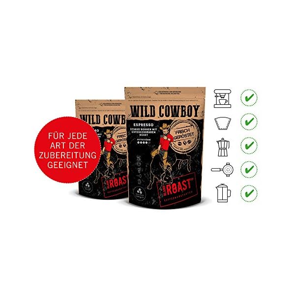 Blank Roast Wild Cowboy - Premium Kaffeebohnen, Espresso Bohnen & Kaffee Crema, 500 g – Bild 7