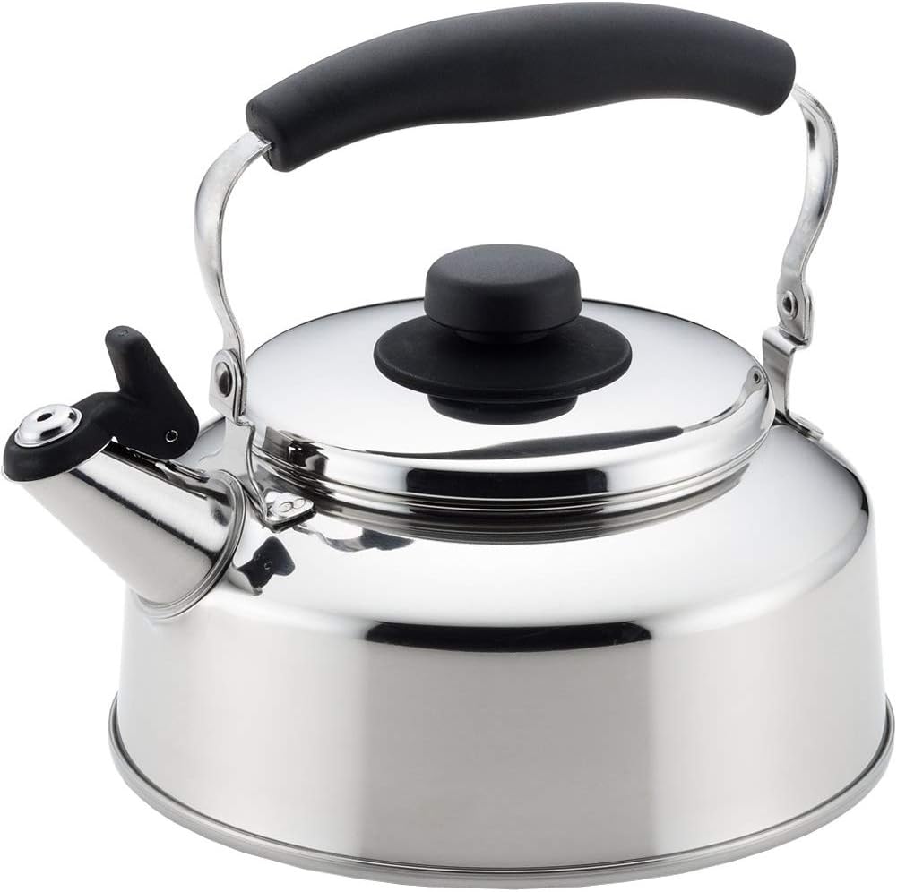 Yoshikawa Stainless Steel Whistling Teakettle for Stovetop and Induction, Silver (2.7 QT)
