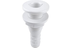 SEAFLO Thru Hull Fitting, Marine Boat, Plastic Drain Overflow Connector, Corrosion Resistant Saltwater Safe, Bilge Port Deck Outlet,(⅝,¾,1,1⅛,1¼,1½, & 2" Options)(1,2,5, &10 Packs)(White/Black)