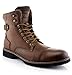 Polar Fox Brady MPX508571 Mens Casual Combat Boots Lace up and Zipper Dark Brown 10.5