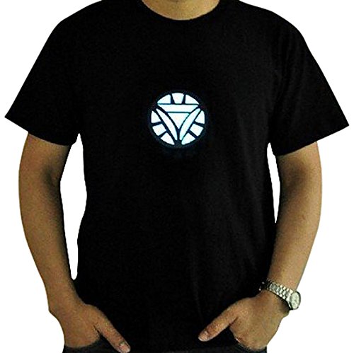 Tony Stark Light-Up Arc Reactor LED Iron Man 2 Black T Shirt---Size XL