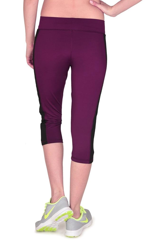 onesport women's polyester spandex jersey wine capris(onsp34wn-p)